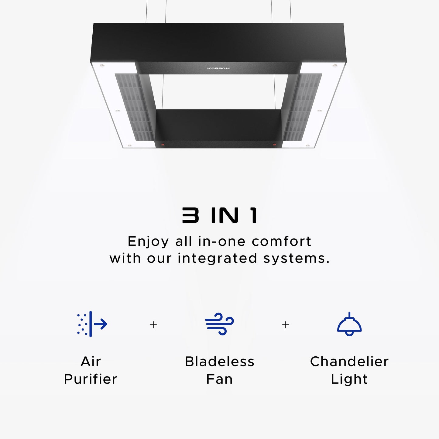 World First 3IN1 Bladeless Ceiling Fan With Air purifier & Chandelier Light