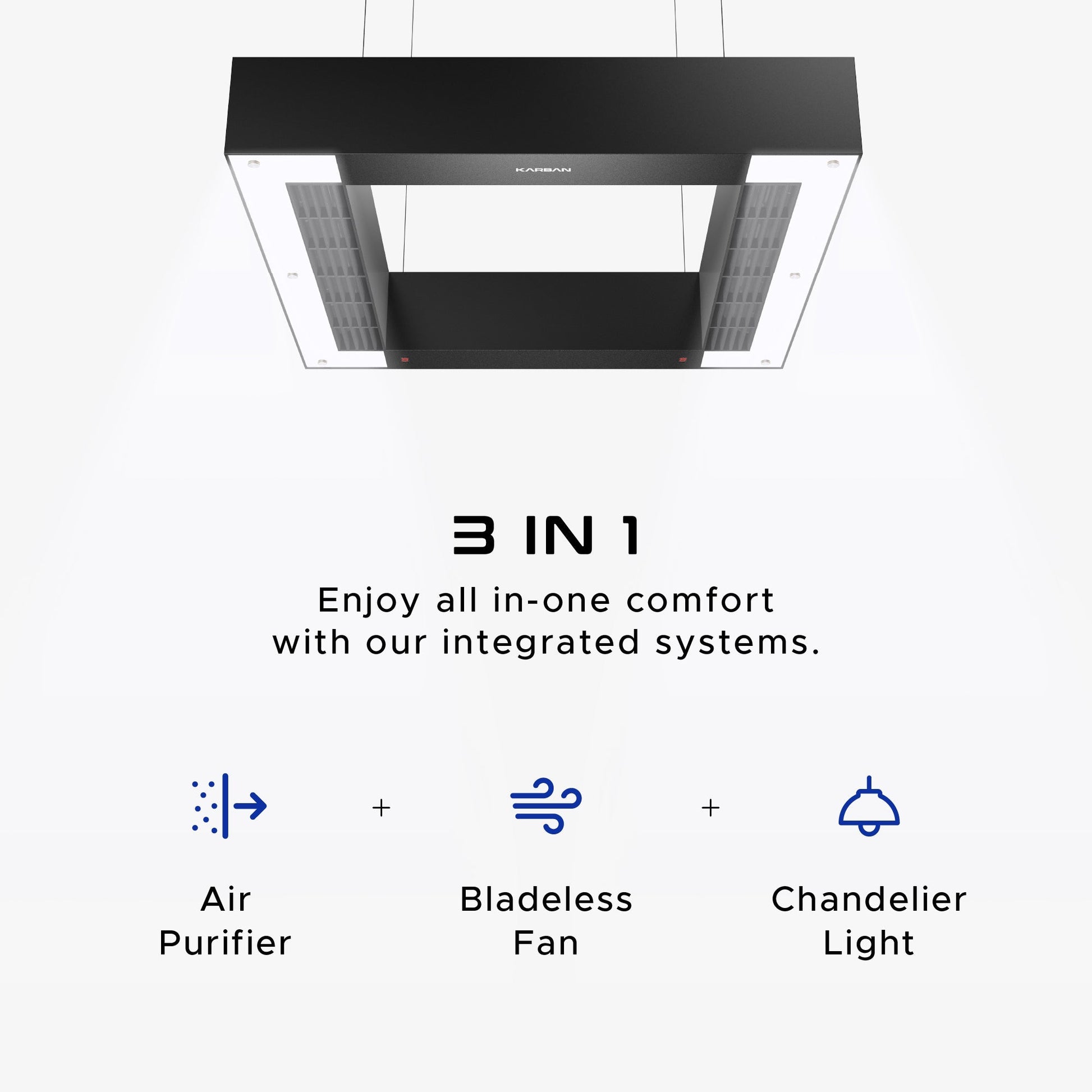 World First 3IN1 Bladeless Ceiling Fan With Air purifier & Chandelier Light